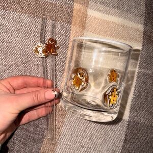 Gingerbread Glass and Straw Set